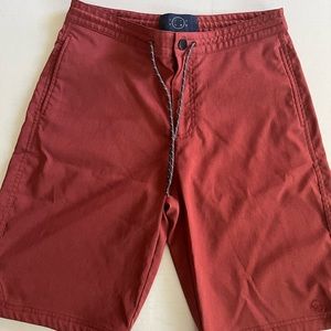 Men’s Even Tide Red Drawstring Snap Button Zip Solid Chino Shorts